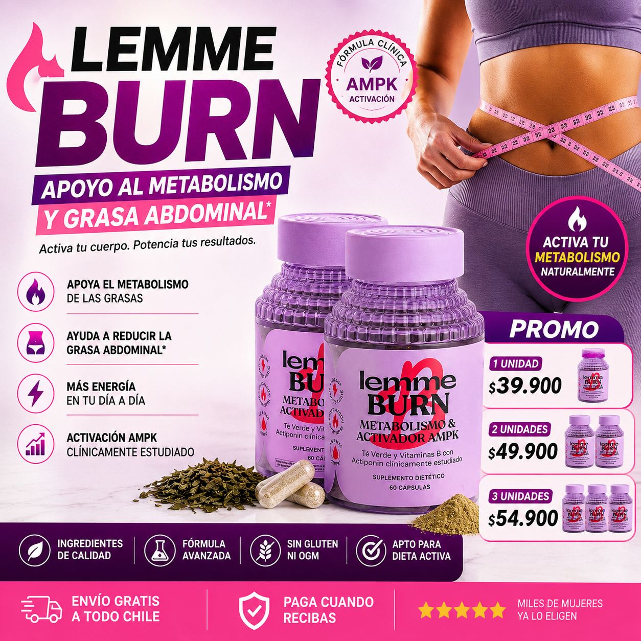Lemme Burn | Apoyo al Metabolismo y Grasa Abdominal | Promo 1, 2 o 3 Unidades ttk
