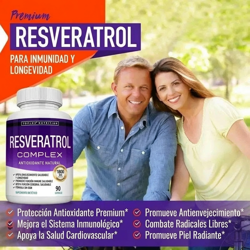 Resveratrol 1800mg - Bienestar, Energía y Anti-Edad | El Antioxidante Natural Más Buscado