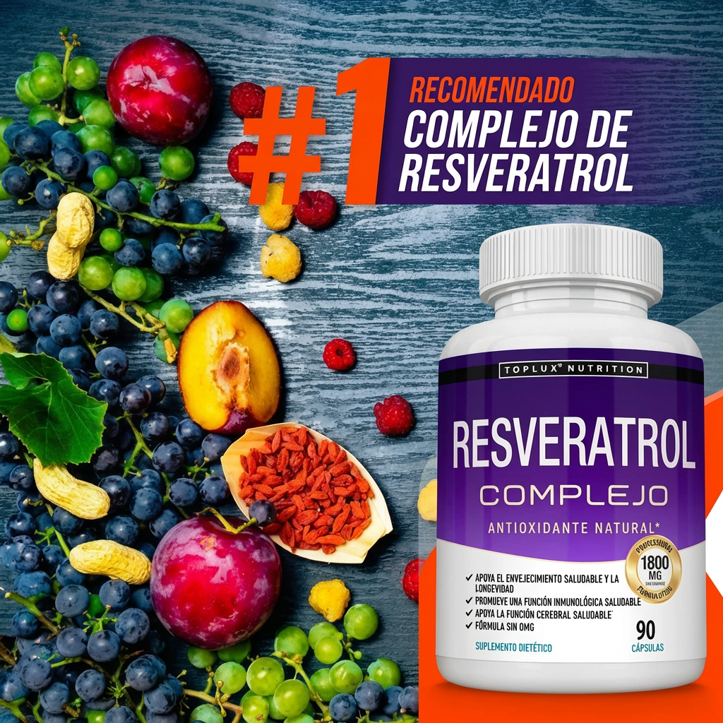 Resveratrol 1800mg - Bienestar, Energía y Anti-Edad | El Antioxidante Natural Más Buscado