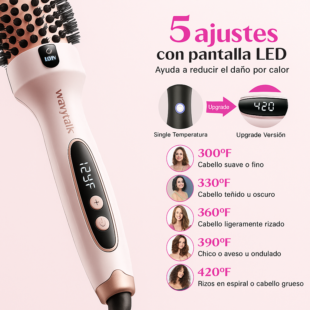 Cepillo Térmico 2 en 1 – Alisa y Ondula tu Cabello en Minutos + REGALO